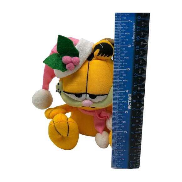 Garfield Pink Christmas Holiday Plush Toy With Santa Hat & Scarf Window Cling - Picture 16 of 16
